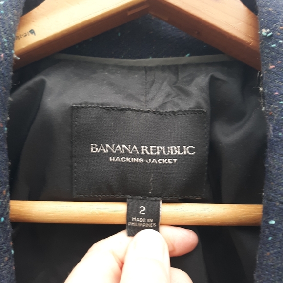 Banana Republic Wool Jacket Blazer Navy Speckled - Picture 4 of 10